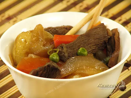 Скибочки яловичини з овочами (нікудзяга) – рецепт з фото, японська кухня