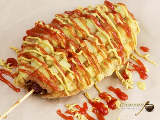 Hot dog and French fries on a stick - recipe with photos, Korean cuisine