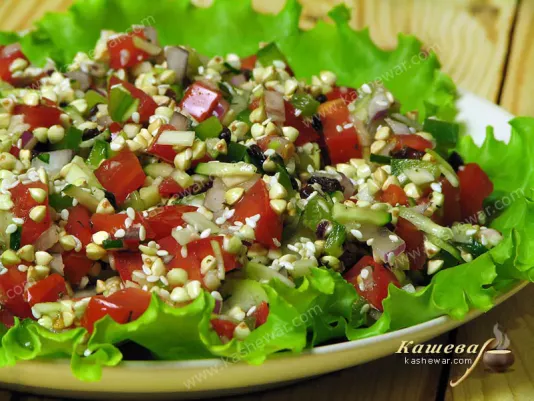 Салат із зеленої гречки – рецепт з фото, страви для сироїдів