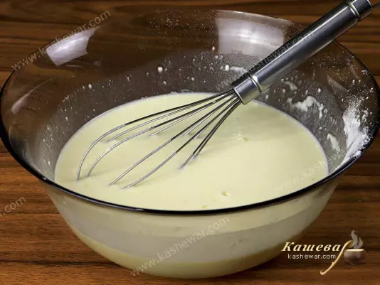 Pancake dough on milk