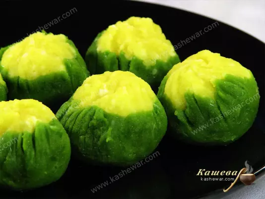 Зелено-жовті листкові тістечка (Чакін шиборі) – рецепт з фото, японська кухня