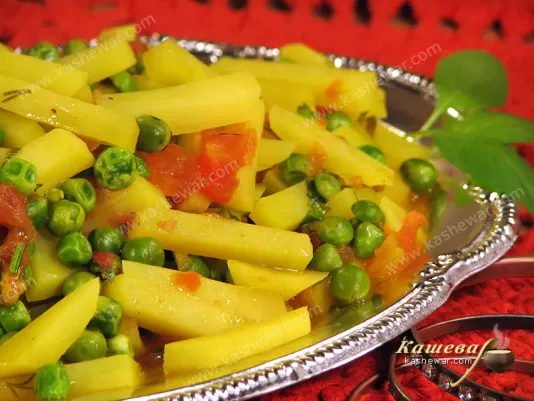 Картопля з помідорами та зеленим горошком – рецепт з фото, індійська кухня