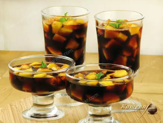Персики в желе з червоного вина – рецепт з фото, італійська кухня.