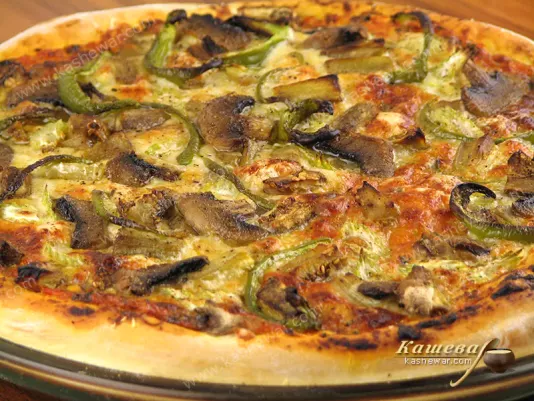 Mushroom and eggplant pizza - recipe with photo, Italian cuisine