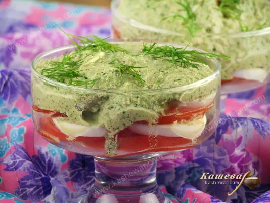 Салат з помідорів та яєць з горіховим соусом – рецепт з фото, марокканська кухня