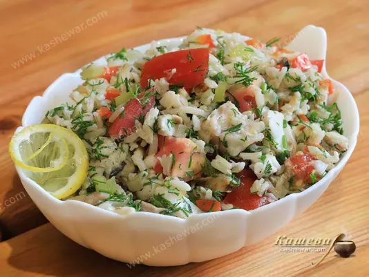 Рибний салат з рисом та овочами – рецепт з фото, індійська кухня