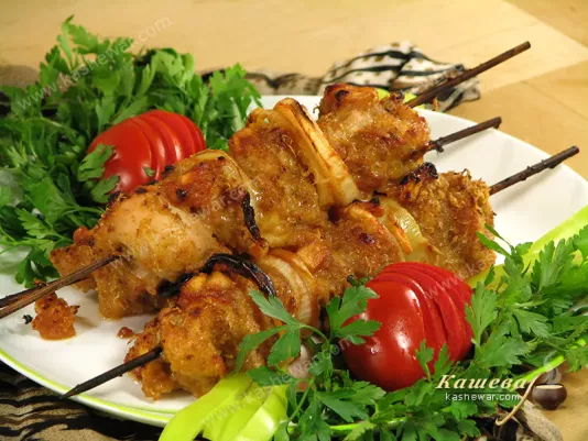 Chicken kebab with pears and cheese - recipe with photo, Georgian cuisine