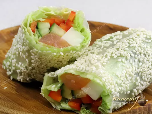 Spring Rolls with Red Fish – recipe with photo, chinese cuisine