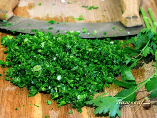 Finely chopped greens