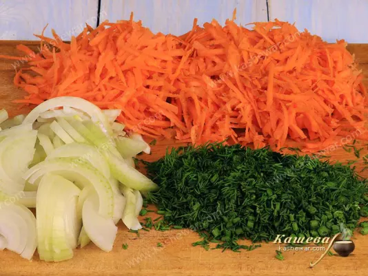 Измельченные овощи для хека