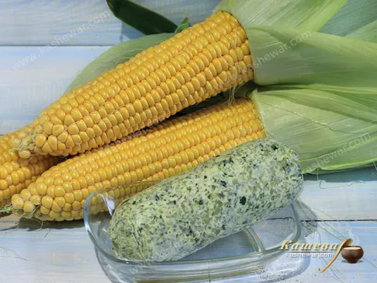 Corn, butter with greens