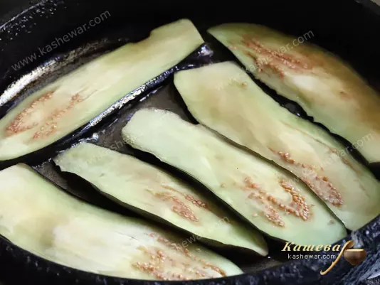 Eggplant in a frying pan