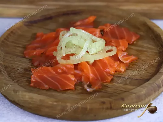 Salmon sashimi decoration