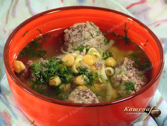 Суп із фрикадельками та нутом (нохотлі-угра) – рецепт з фото, узбецька кухня