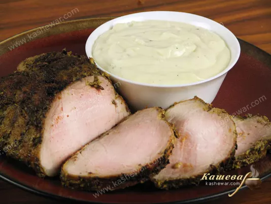 Roast pork with mustard crust- recipe with photo, American dish