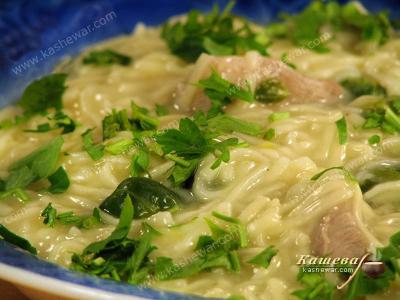 Thick Soup with Noodles and Brussels Sprouts – recipe with photo, german cuisine