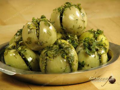 Green Tomatoes Stuffed with Herbs – recipe with photo, Georgian cuisine
