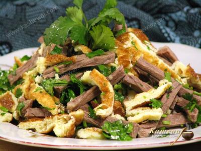 Beef Salad with Scrambled Eggs – recipe with photo, Uzbek cuisine
