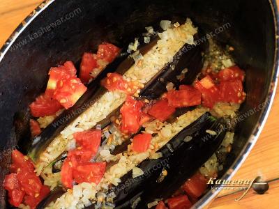Eggplant with rice and tomatoes
