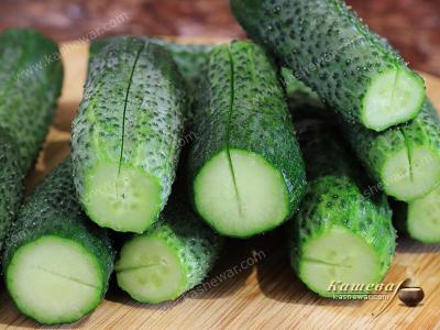 Cucumbers with incisions along