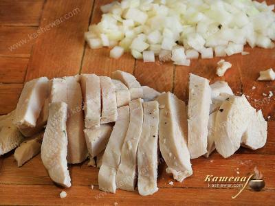 Chicken fillet cut into strips