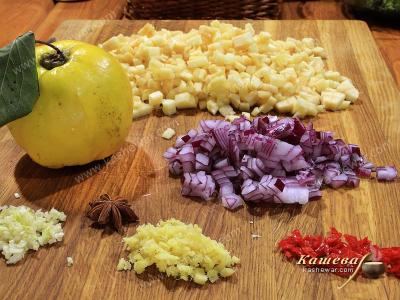 Finely chopped vegetables for chutney