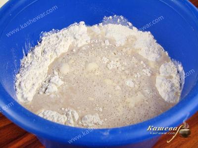 Yeast diluted in warm water