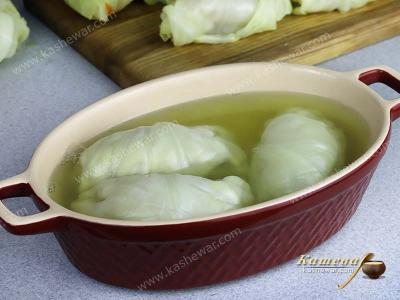 Cabbage rolls from fish in cabbage broth