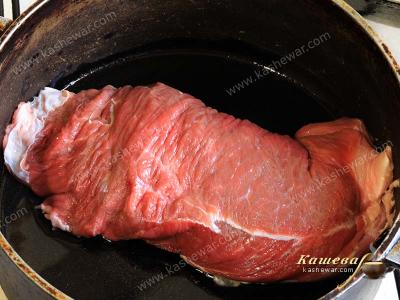 Beef brisket in a dutch oven
