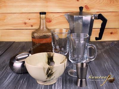 Preparing products for Irish coffee