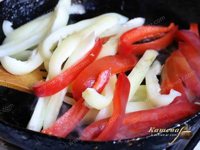 Sweet peppers cut into strips