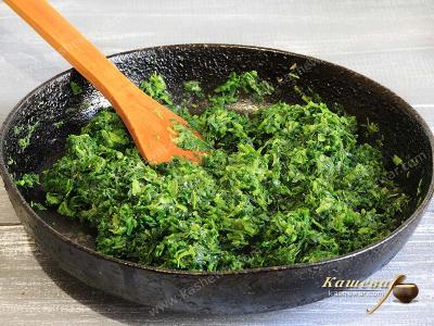 Spinach in a frying pan