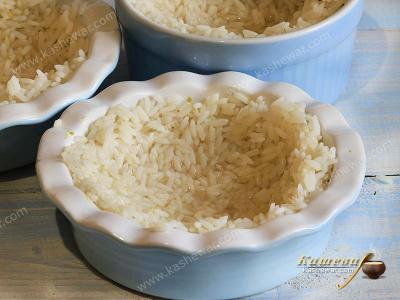 Rice in a baking dish