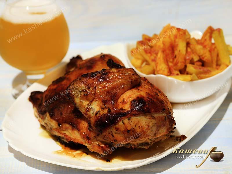 Half chicken with French fries – recipe with photo, German cuisine