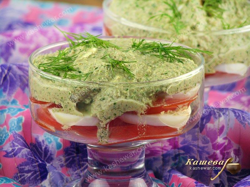 Salad of Tomatoes and Eggs with Walnut Sauce – recipe with photo, Moroccan cuisine